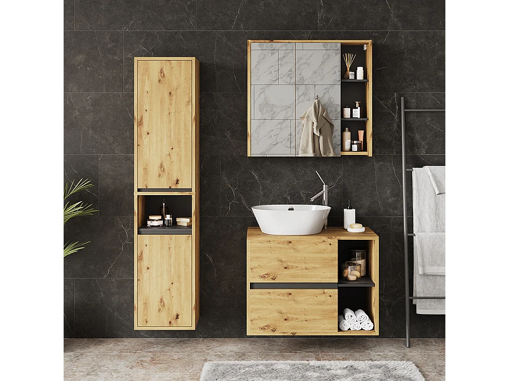 Ensemble de meubles de salle de bain artisan/gris 80x46x60 viola