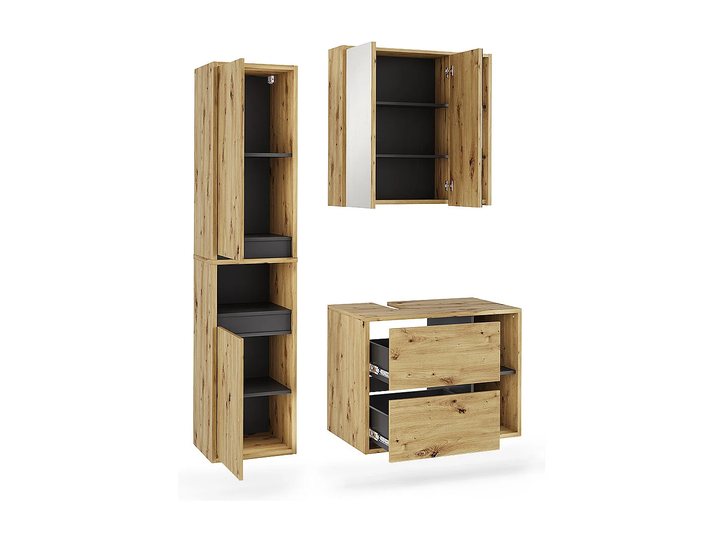 Ensemble de meubles de salle de bain artisan/gris 80x46x60 viola