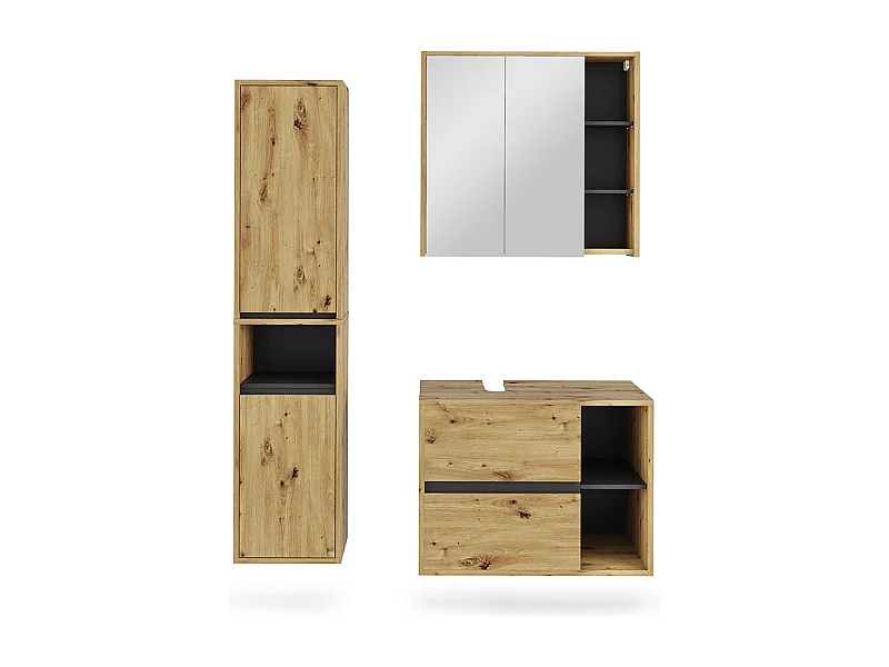 Ensemble de meubles de salle de bain artisan/gris 80x46x60 viola