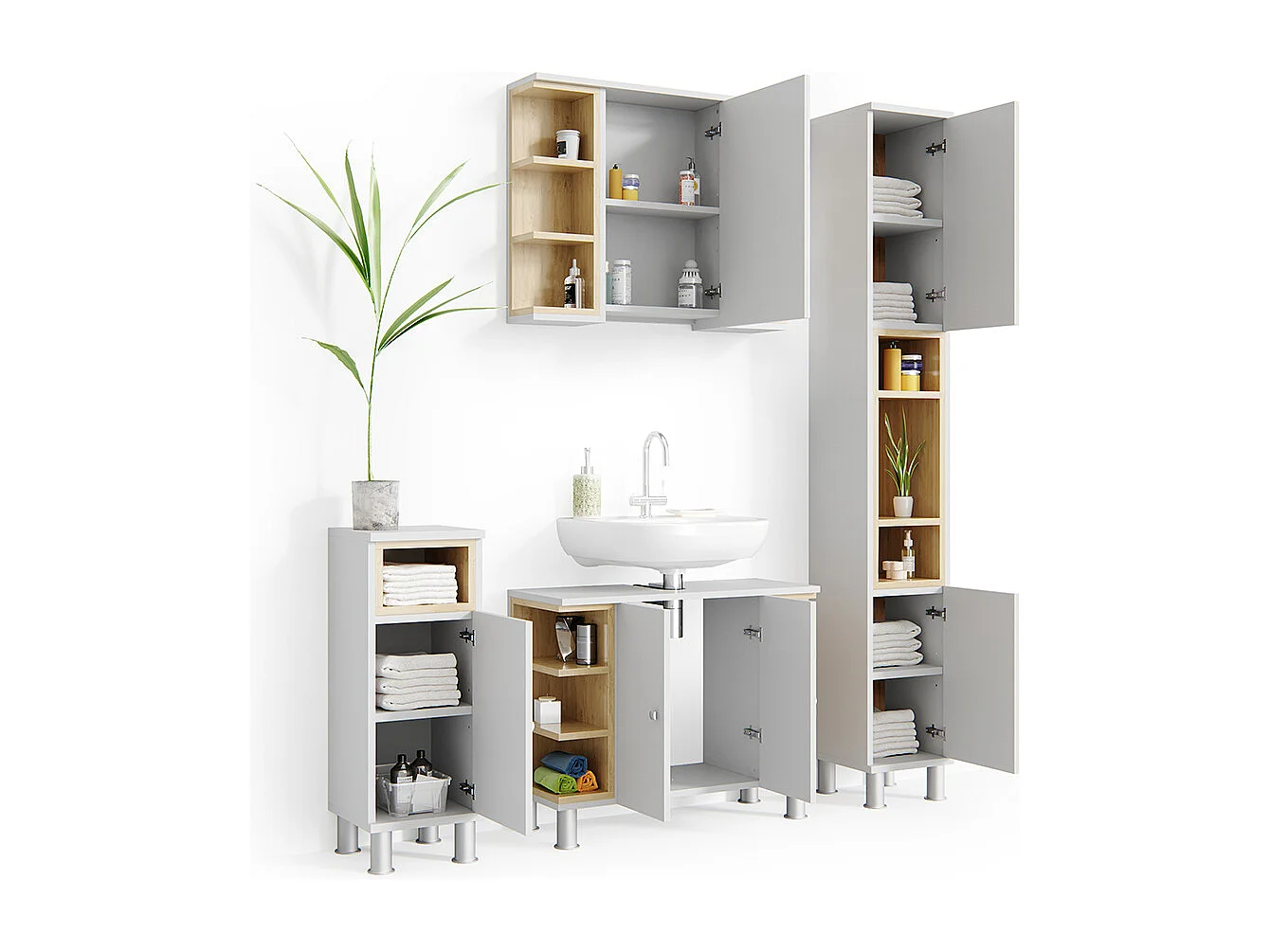 Meubles bain blanc 79.6x32x64 aquis