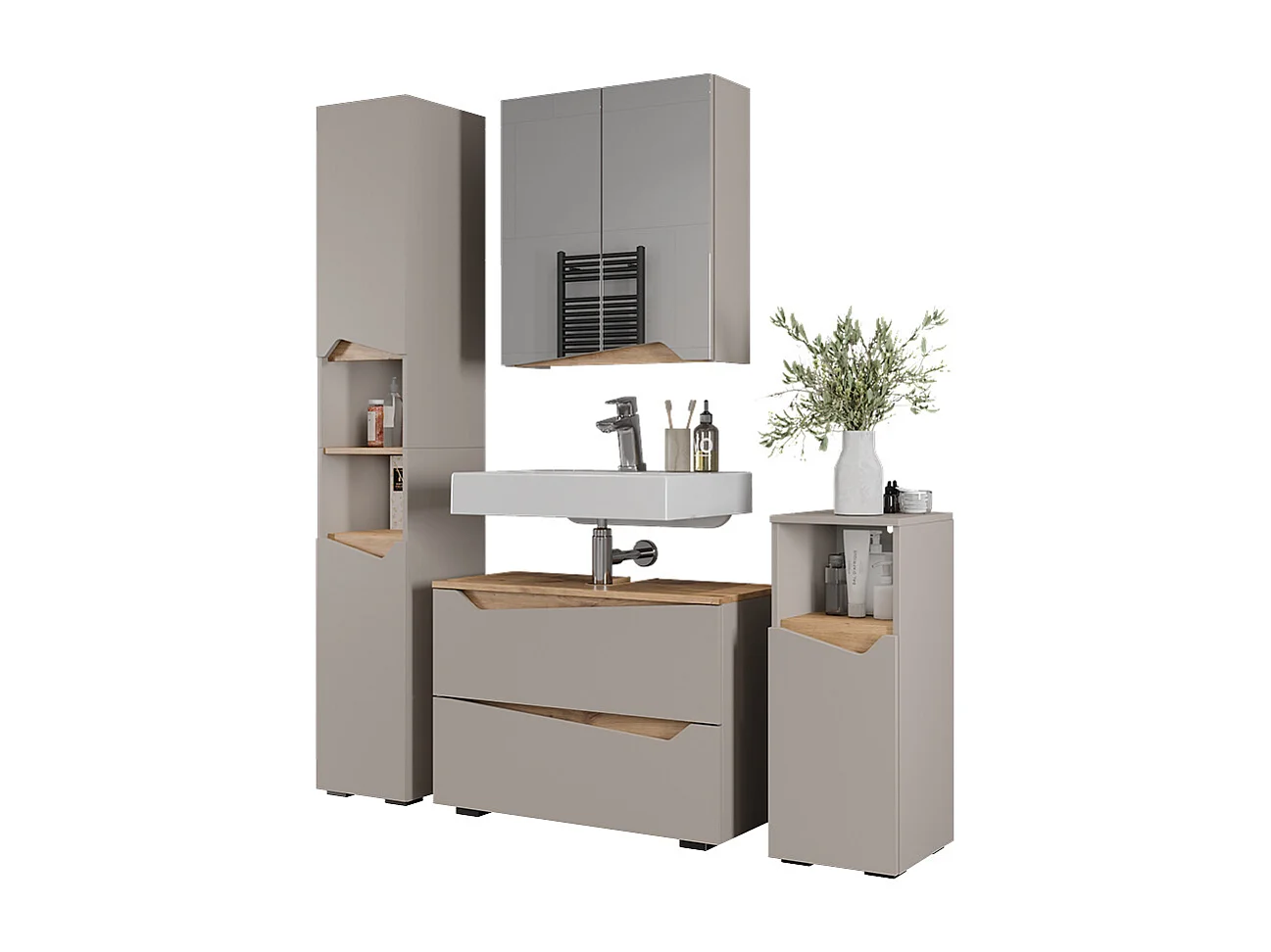 Meubles bain grège 80x35x57.5 marelle