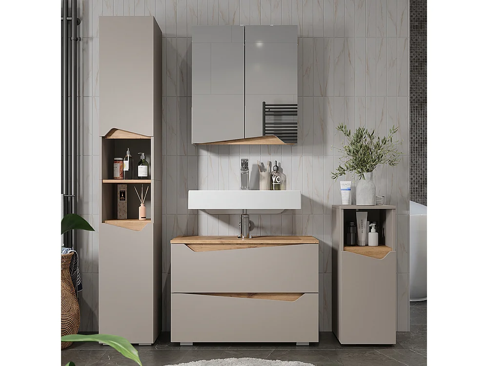 Meubles bain grège 80x35x57.5 marelle