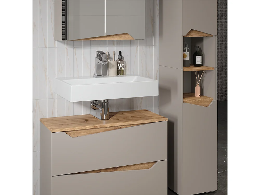 Meubles bain grège 80x35x57.5 marelle