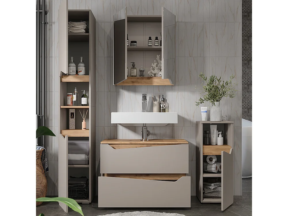 Meubles bain grège 80x35x57.5 marelle