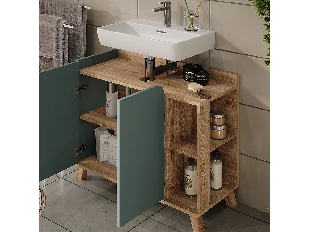 Badkamermeubelset sonoma/blauw 80x35x65 karen