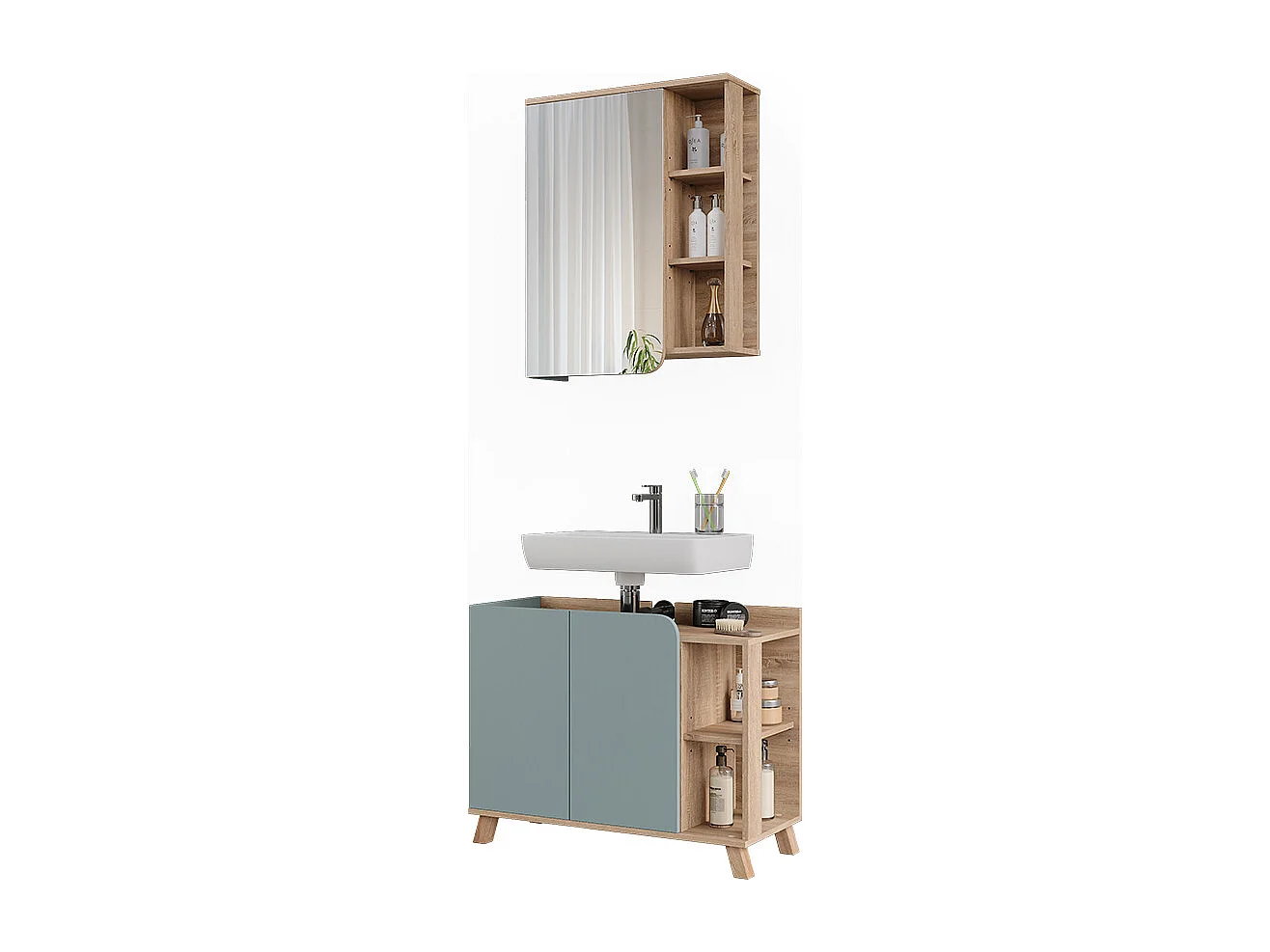 Meubles bain sonoma/bleu 80x35x65 karen