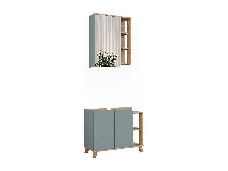 Conjunto de muebles de baño sonoma/azul 80x35x65 karen