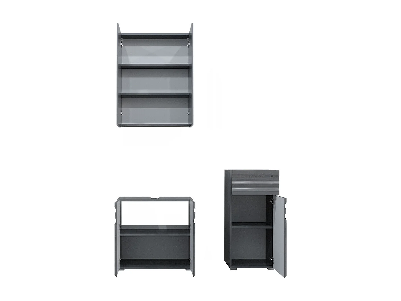 Conjunto de muebles de baño antracita alto brillo 56x34x60 fredd