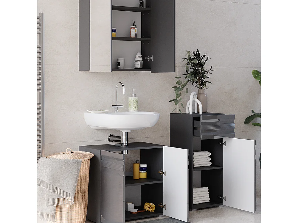 Meubles bain anthracite haute brillance 56x34x60 fredd