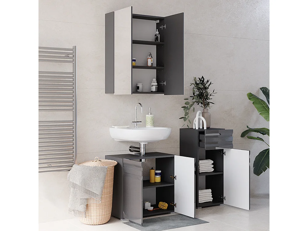 Meubles bain anthracite haute brillance 56x34x60 fredd