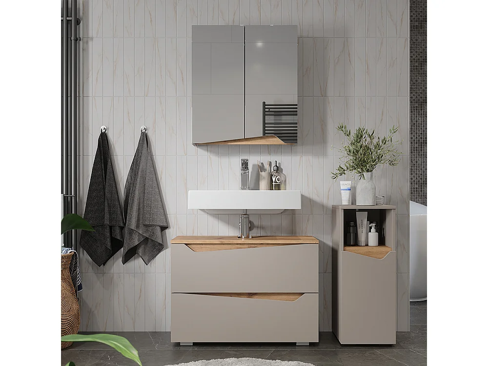 Badkamermeubelset grijs 80x35x57.5 marelle