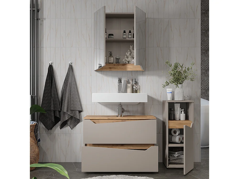 Badkamermeubelset grijs 80x35x57.5 marelle