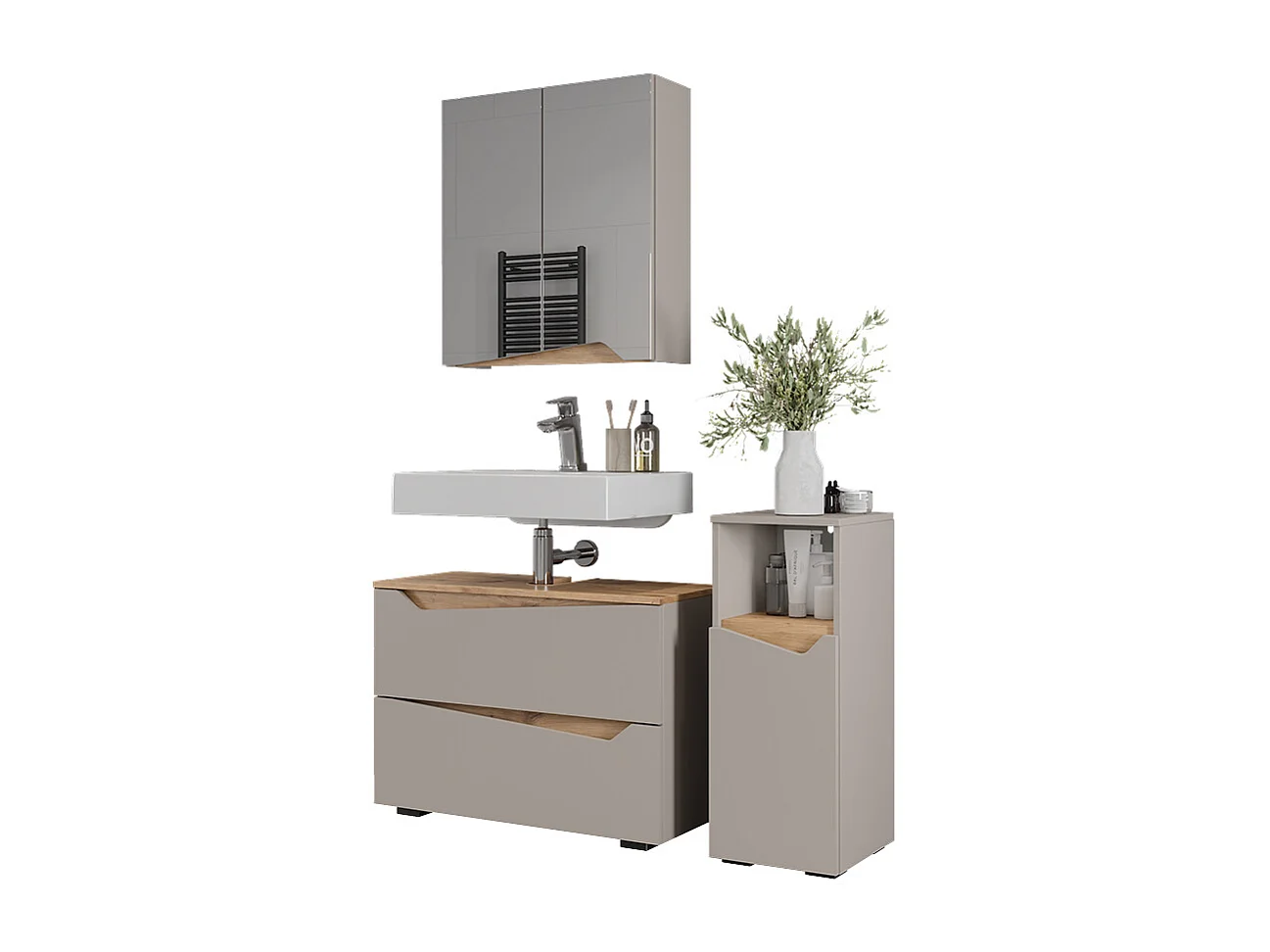 Badkamermeubelset grijs 80x35x57.5 marelle