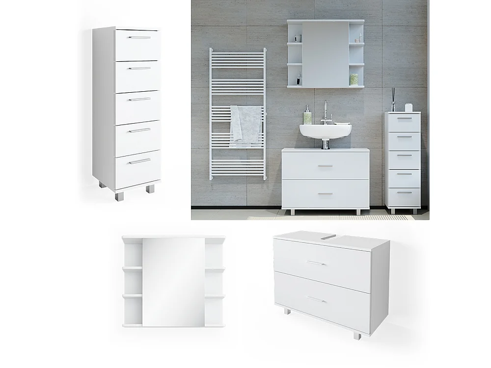 Set mobili bagno bianco 80x33x60 ilias