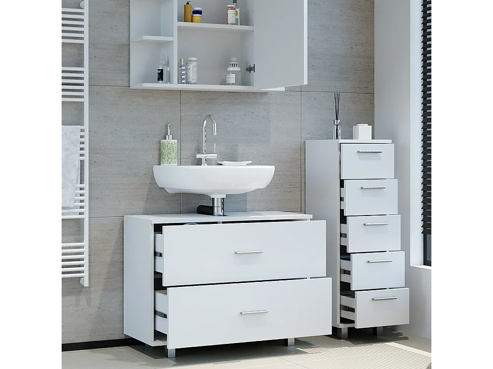Set mobili bagno bianco 80x33x60 ilias