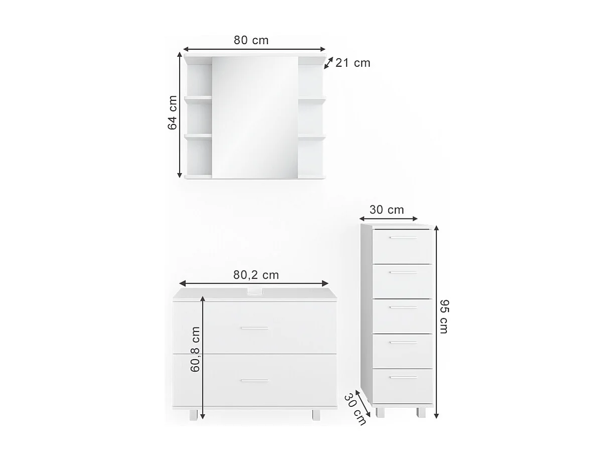Meubles bain blanc 80x33x60 ilias