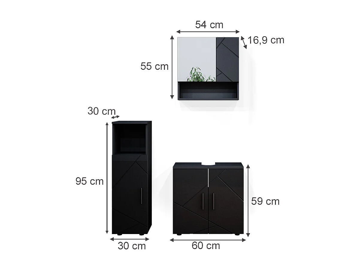 Meubles bain anthracite haute brillance 80x41x58.6 irma