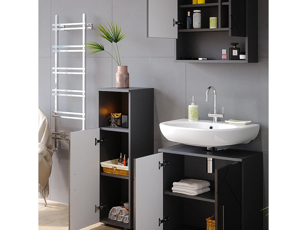 Meubles bain anthracite haute brillance 80x41x58.6 irma