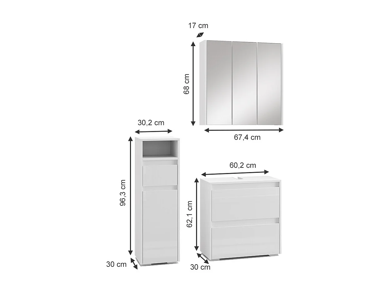 Meubles bain blanc 60x30x62 majest