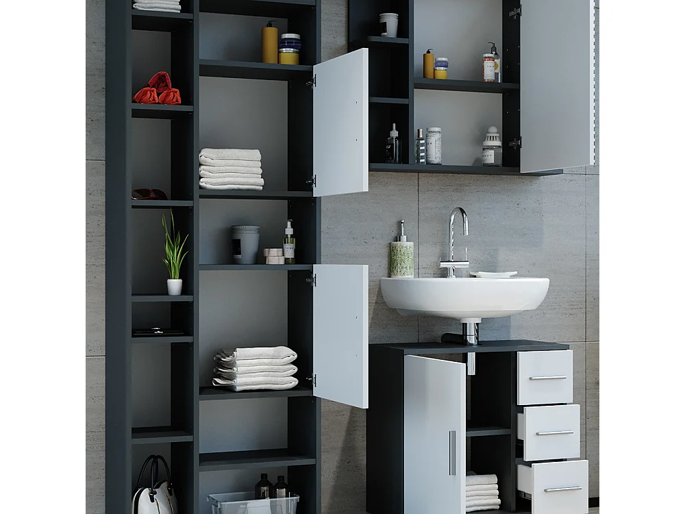 Set mobili bagno antracite 60x33x60.8 ilias
