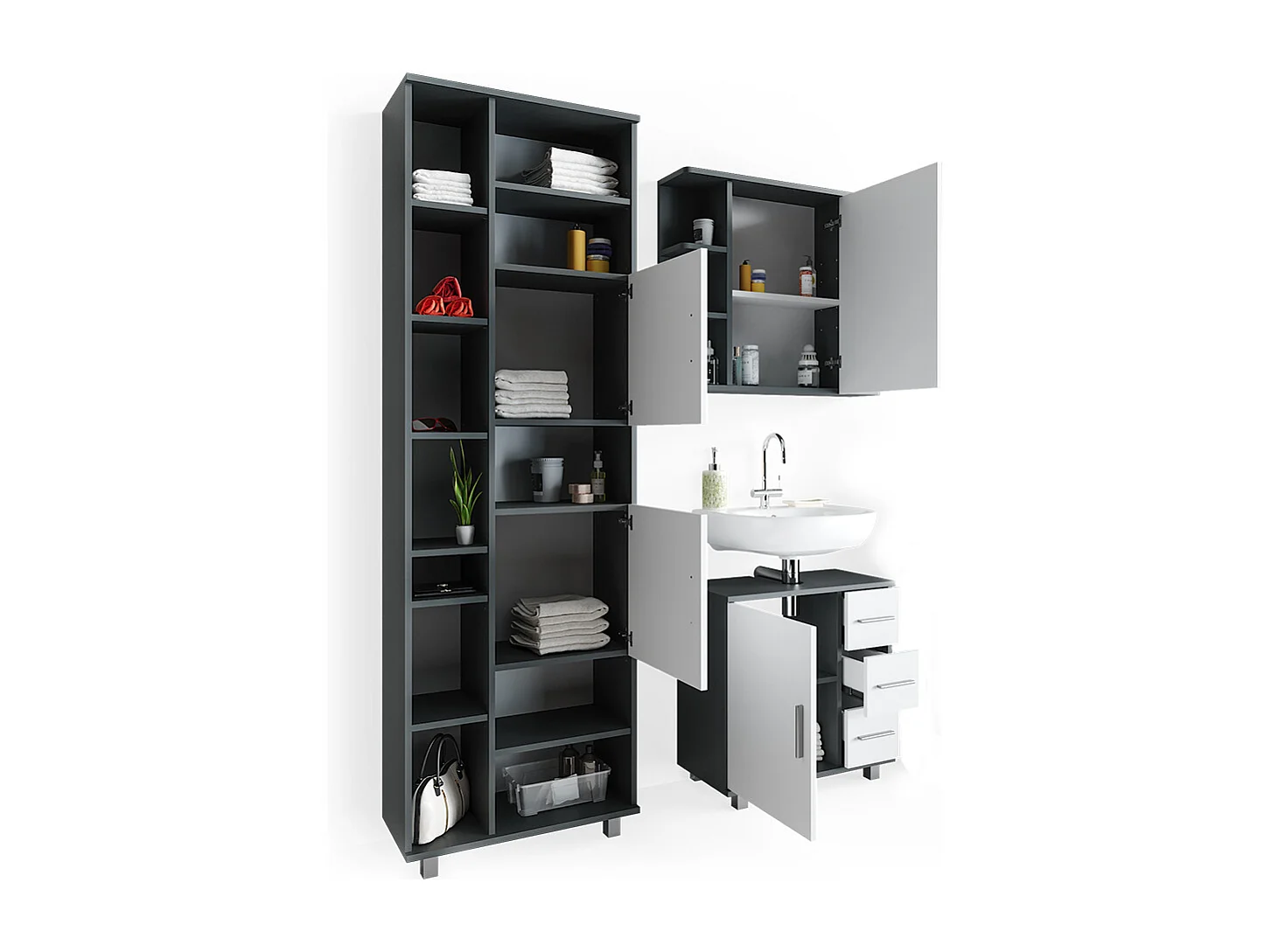 Set mobili bagno antracite 60x33x60.8 ilias