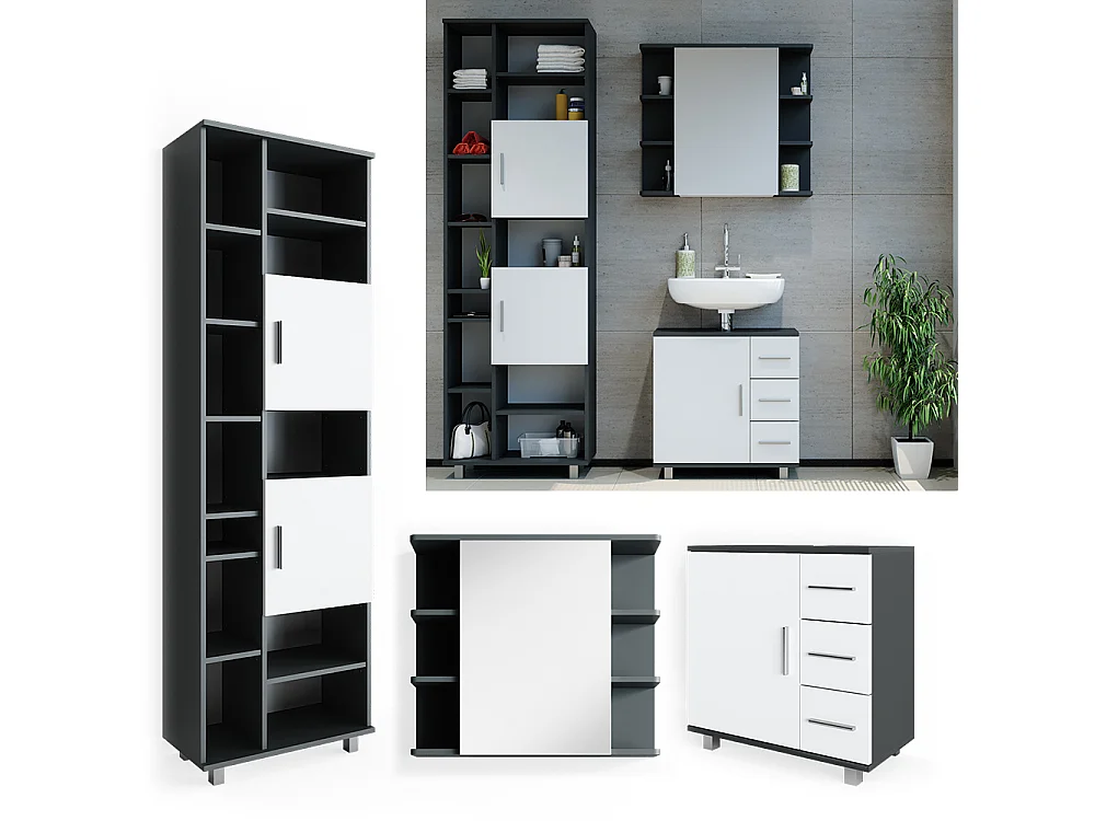 Meubles bain anthracite 60x33x60.8 ilias