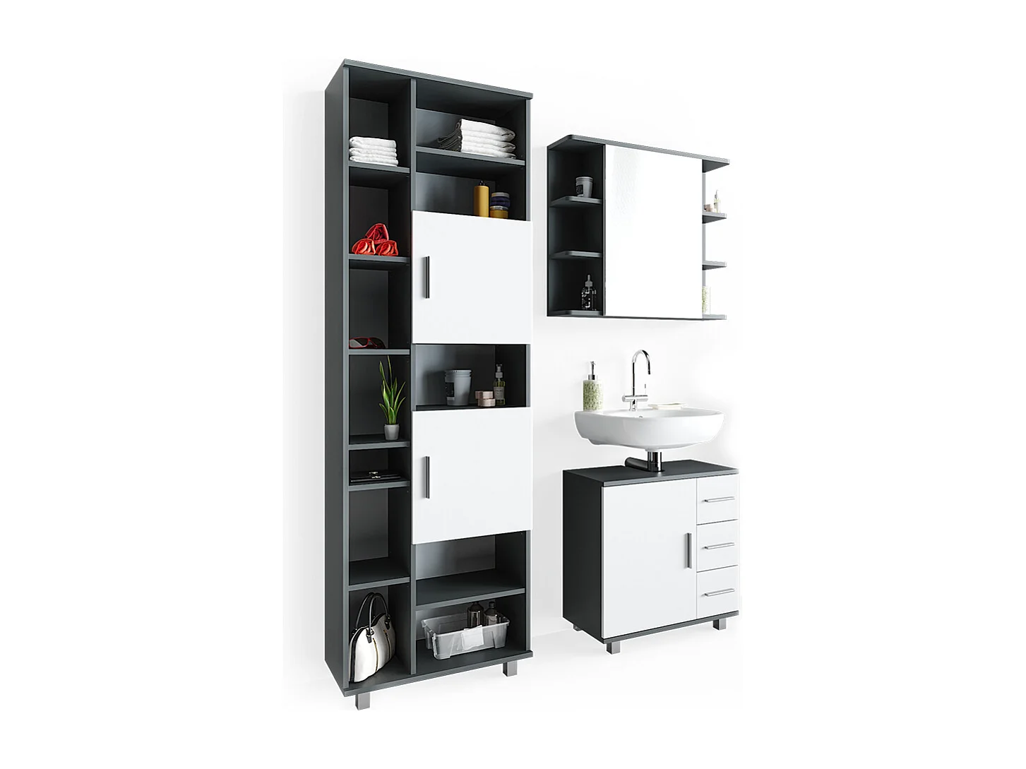 Meubles bain anthracite 60x33x60.8 ilias