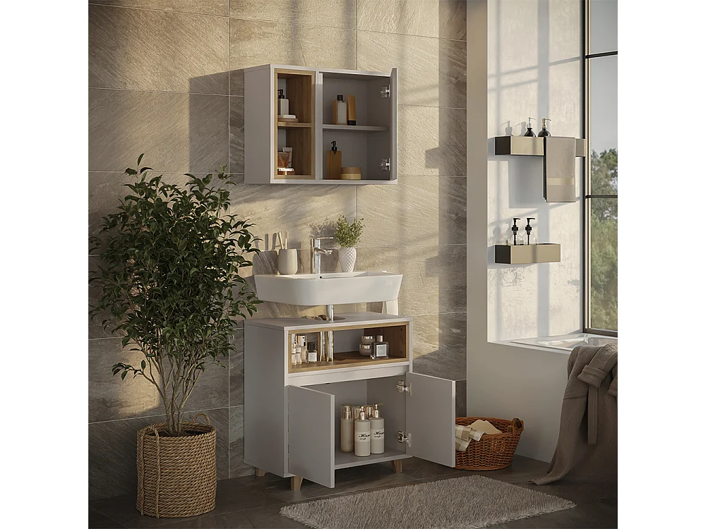 Meubles bain grège 60x30x61 elnor