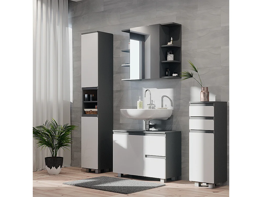 Badmöbel-Set anthrazit 80x33x60 j-shape