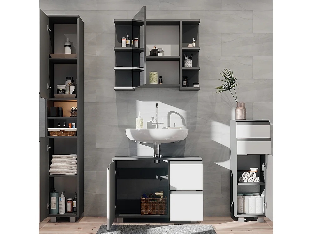 Badmöbel-Set anthrazit 80x33x60 j-shape