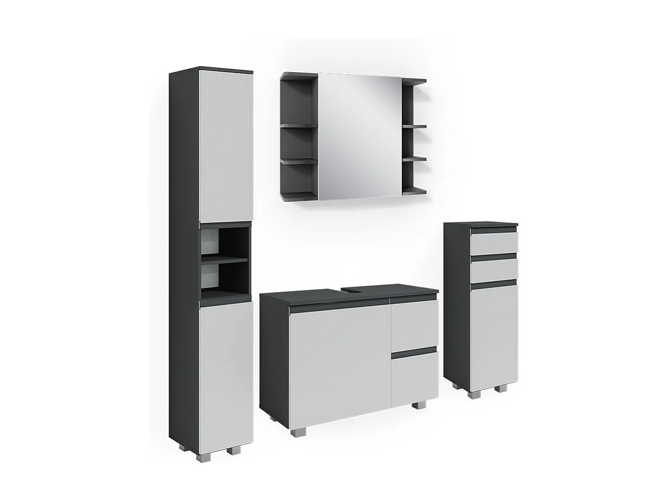 Meubles bain anthracite 80x33x60 j-shape