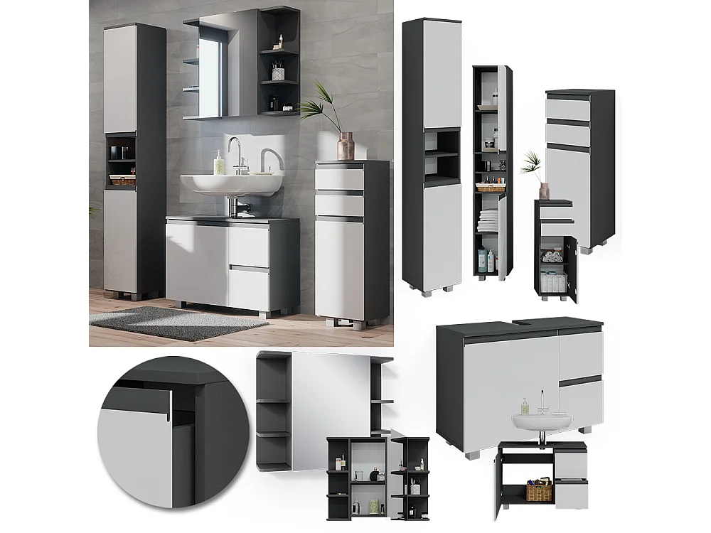 Meubles bain anthracite 80x33x60 j-shape