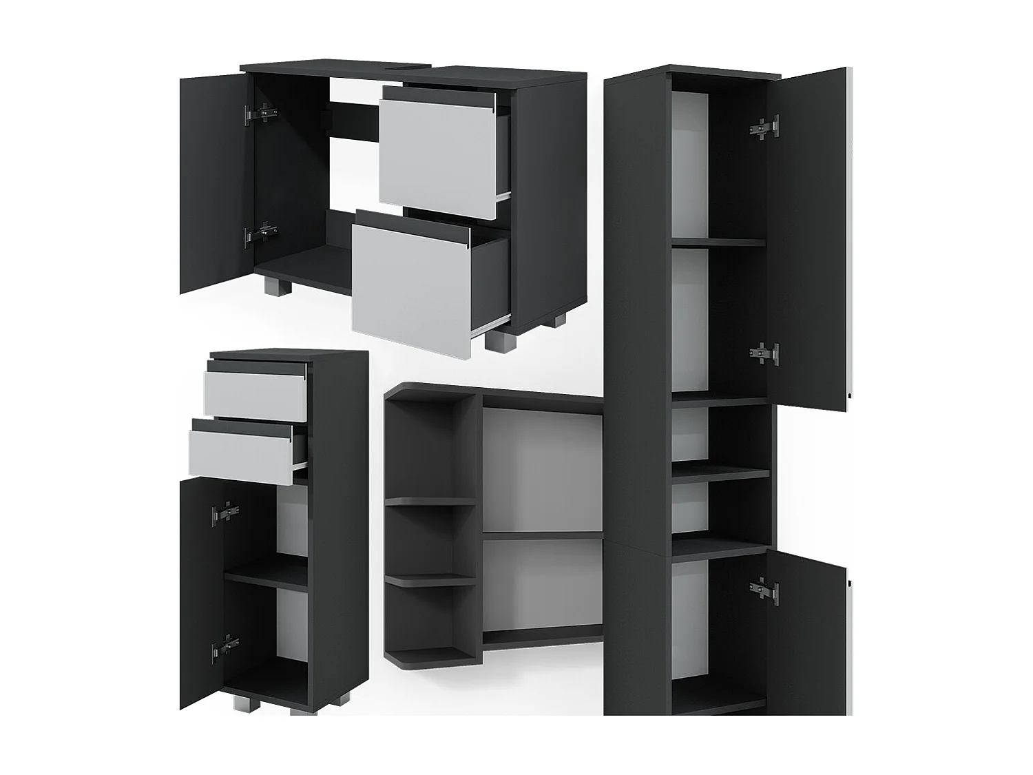 Meubles bain anthracite 80x33x60 j-shape