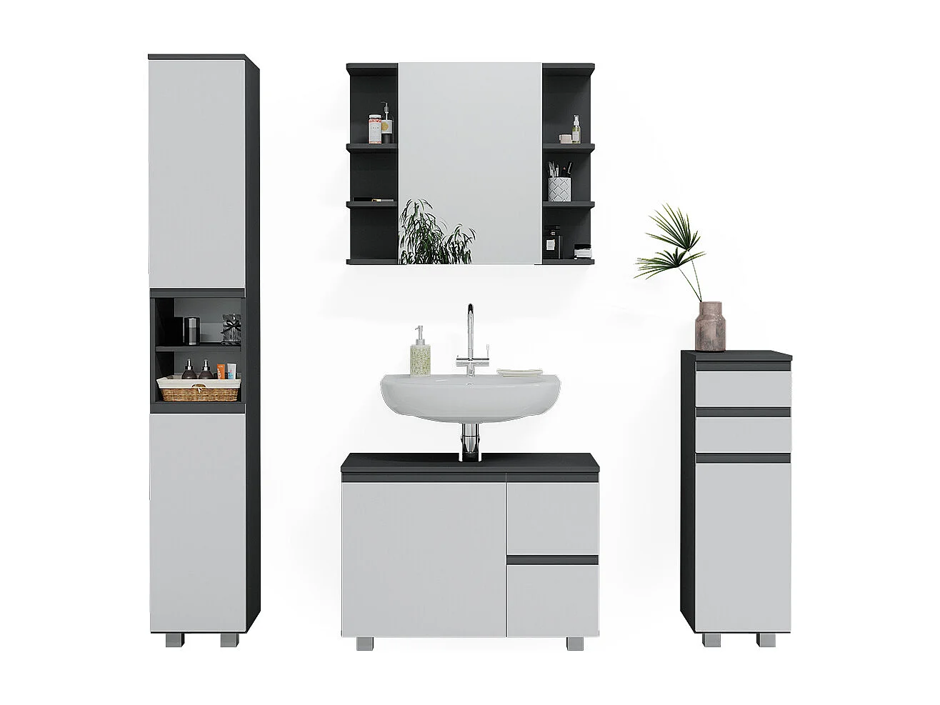 Meubles bain anthracite 80x33x60 j-shape