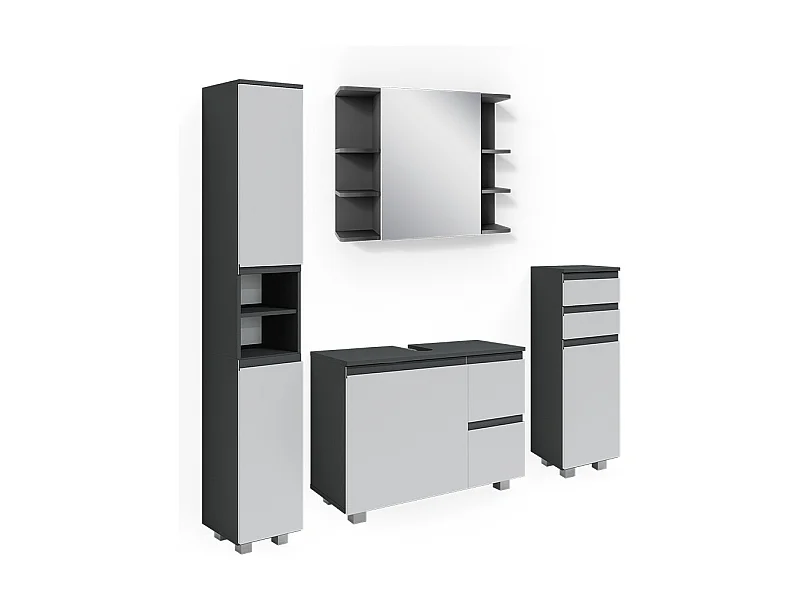 Badmöbel-Set anthrazit 80x33x60 j-shape