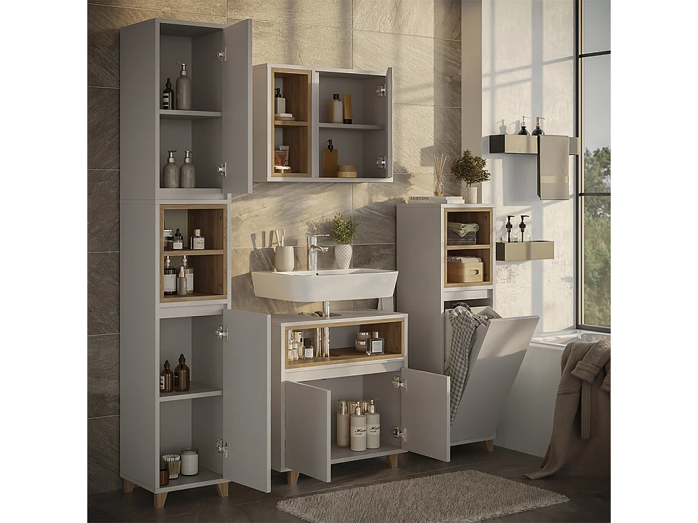 Meubles bain grège 60x30x61 elnor