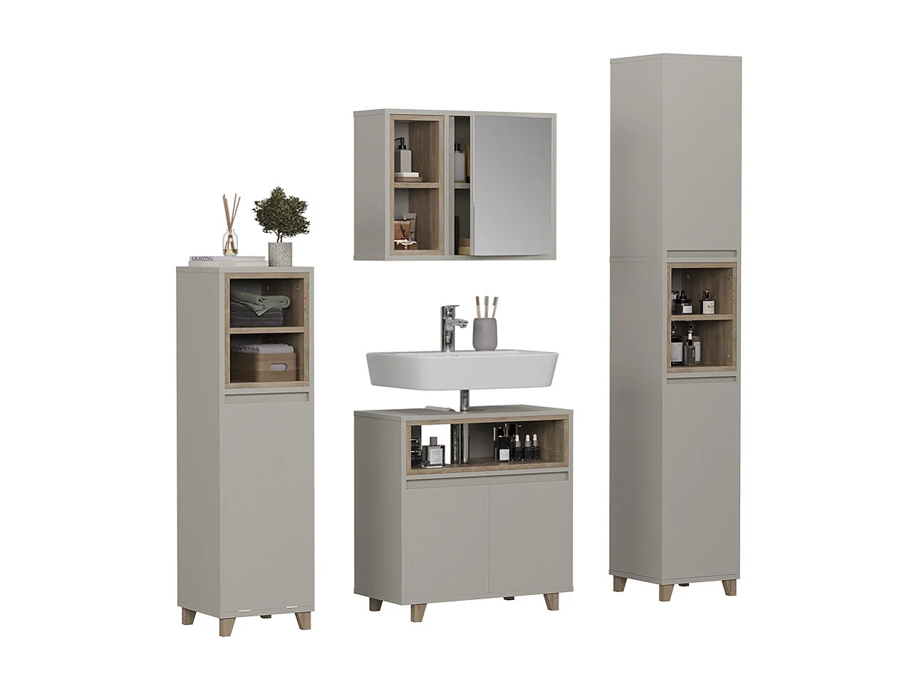 Meubles bain grège 60x30x61 elnor