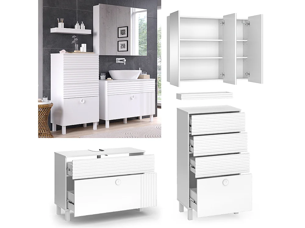 Badmöbel-Set weiß 100x37x72 sola
