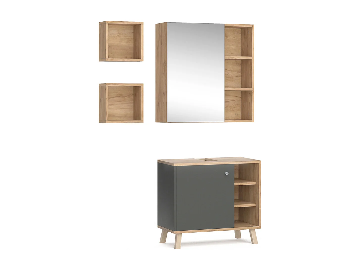 Set mobili bagno antracite 62x32x54 senyo