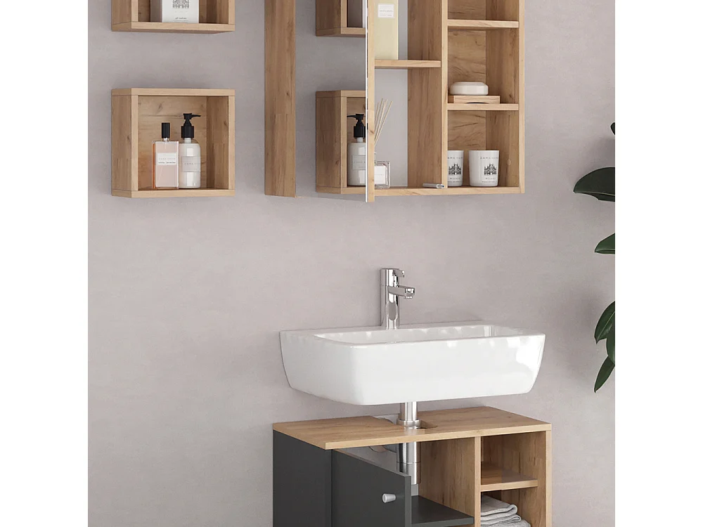 Set mobili bagno antracite 62x32x54 senyo