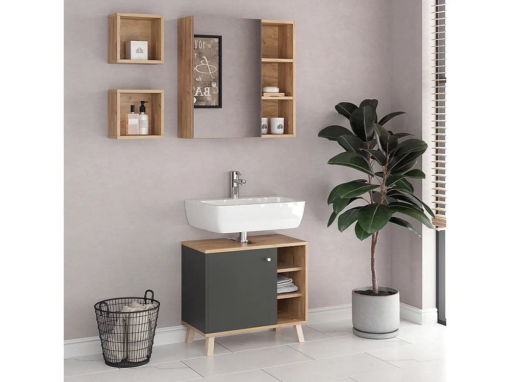 Meubles bain anthracite 62x32x54 senyo