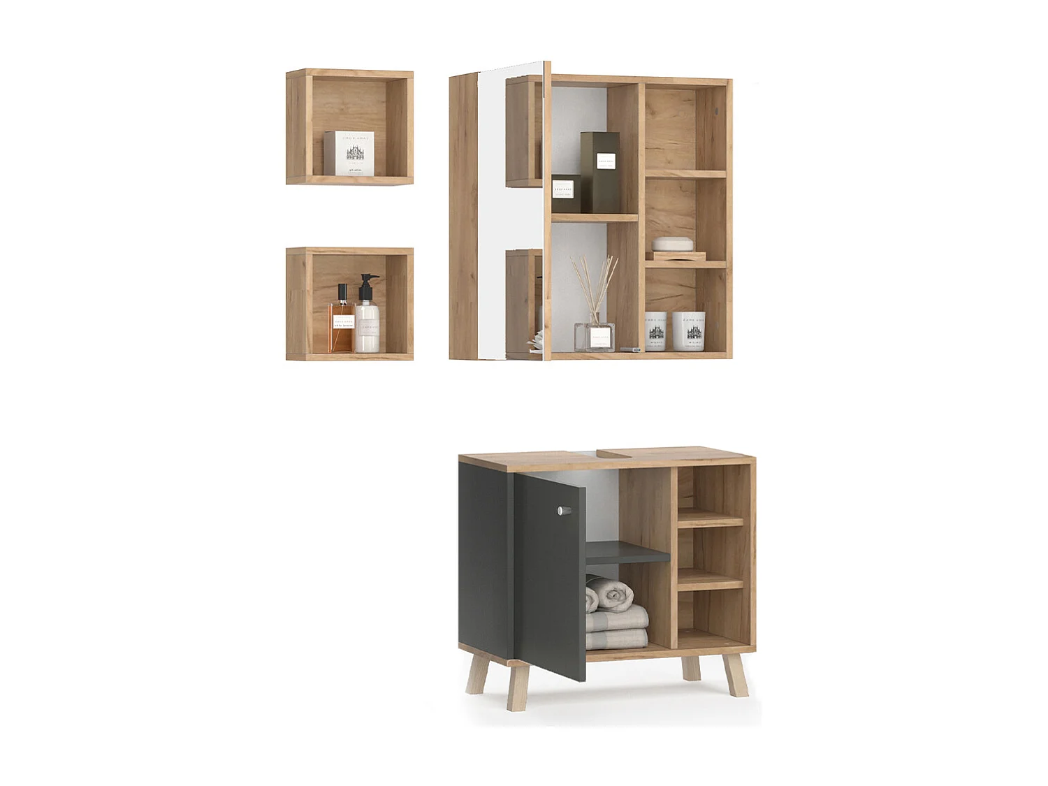 Meubles bain anthracite 62x32x54 senyo