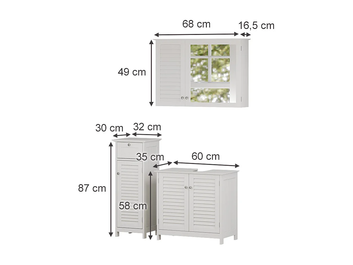 Meubles bain blanc 60x35x58 riad