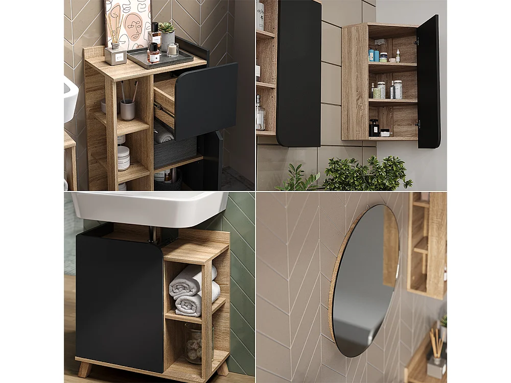 Badmöbel-Set sonoma/anthrazit 60x35x65 karen