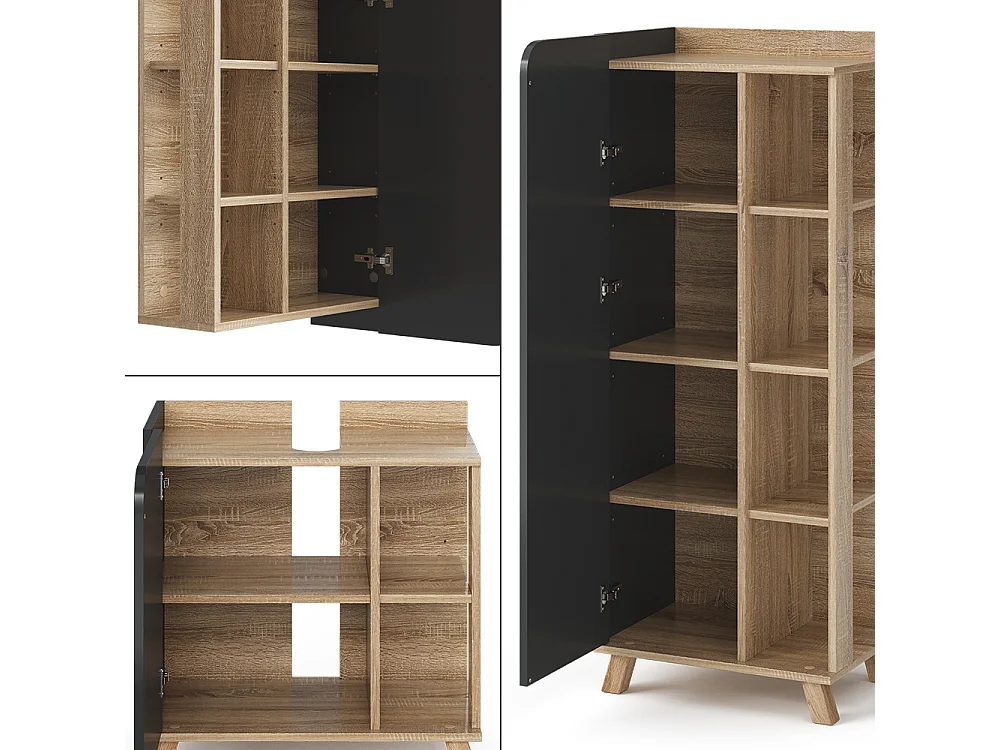 Badmöbel-Set sonoma/anthrazit 60x35x65 karen