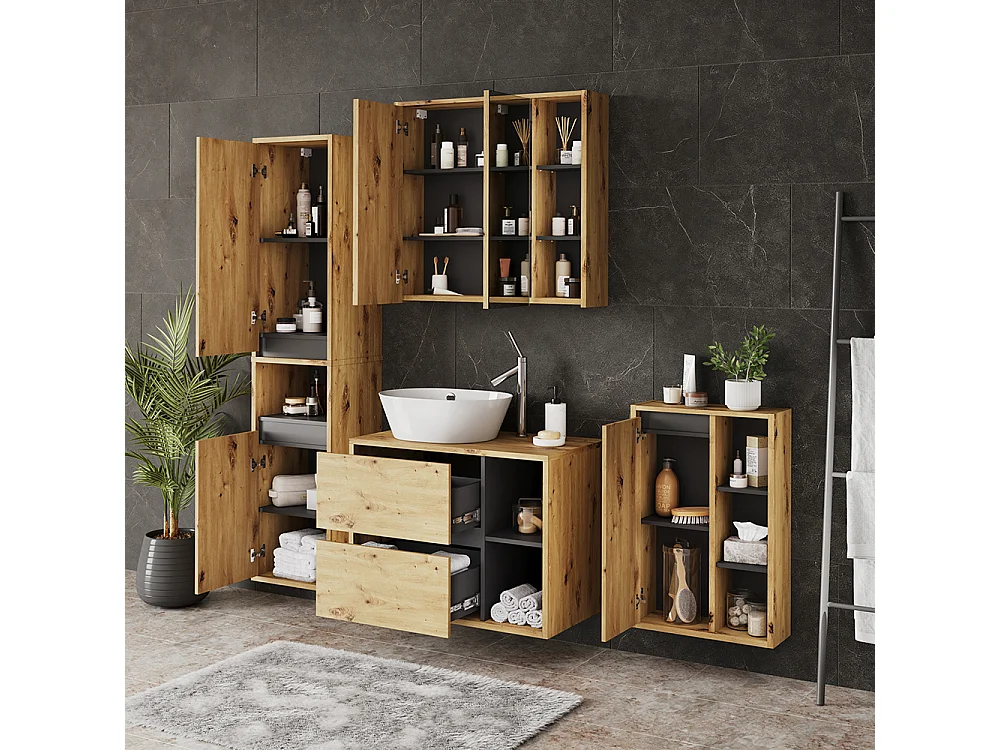 Badmöbel-Set artisan/grau 80x46x60 viola