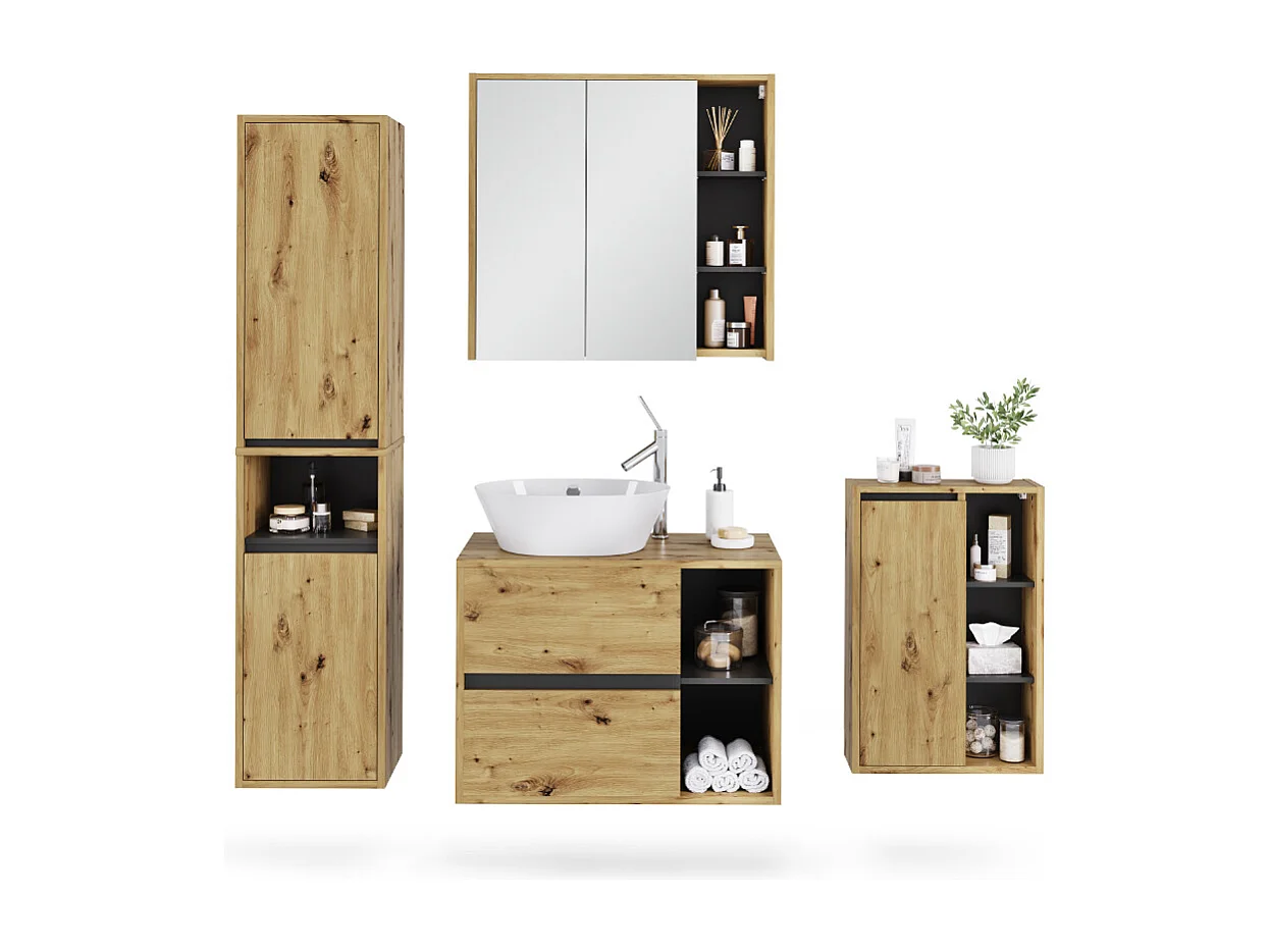 Badmöbel-Set artisan/grau 80x46x60 viola