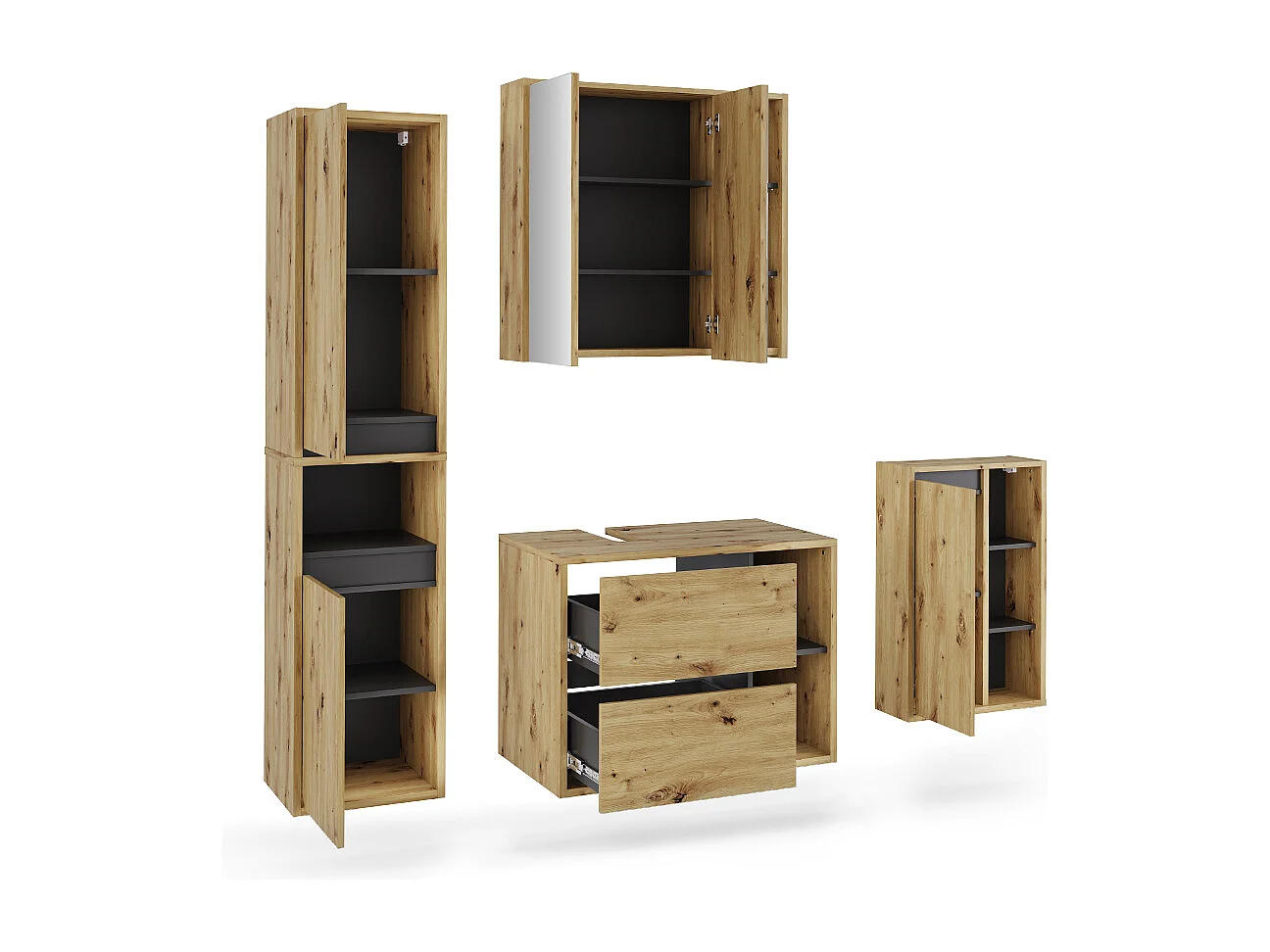 Badmöbel-Set artisan/grau 80x46x60 viola