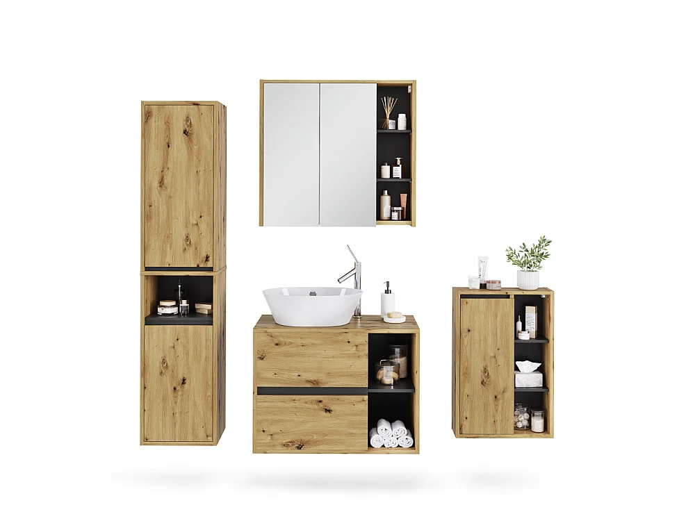 Badmöbel-Set artisan/grau 80x46x60 viola