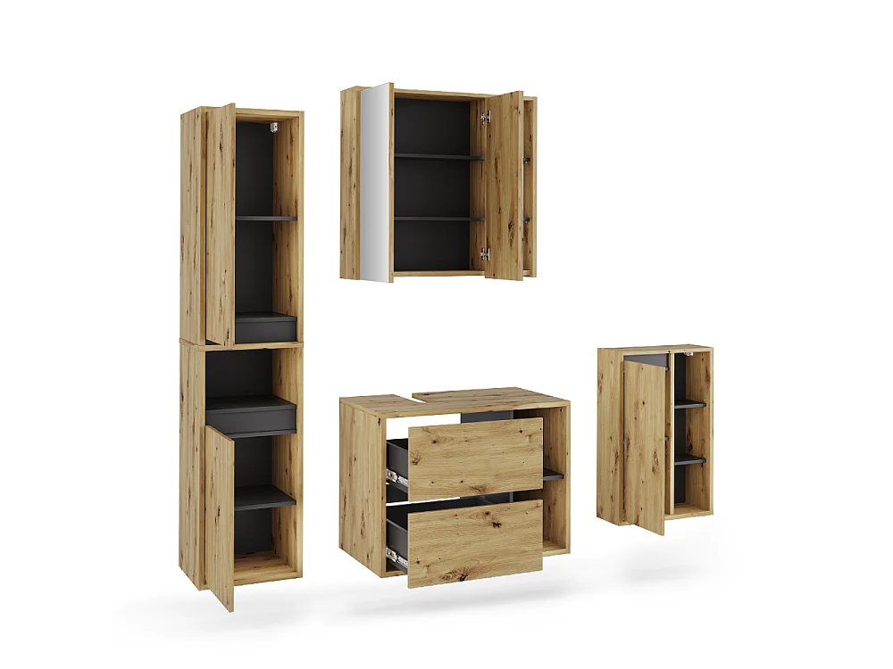 Badmöbel-Set artisan/grau 80x46x60 viola